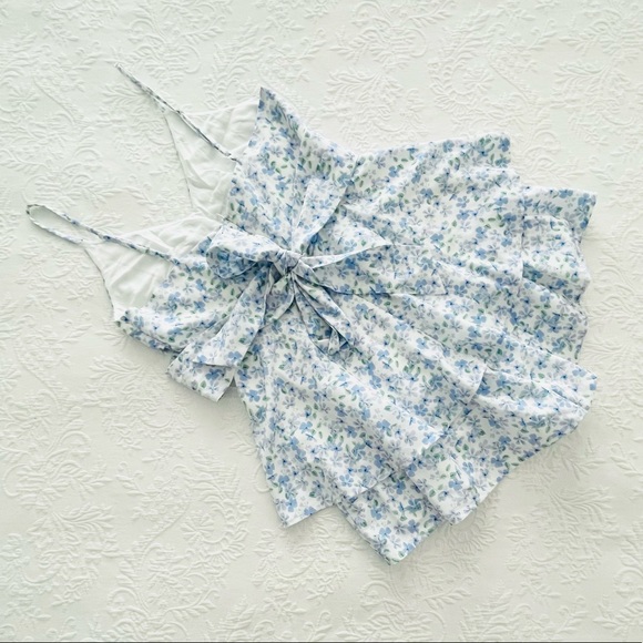 NWOT Lulus Here to Play White Floral Print Sleeveless Tie-Back Romper Small - Picture 7 of 13